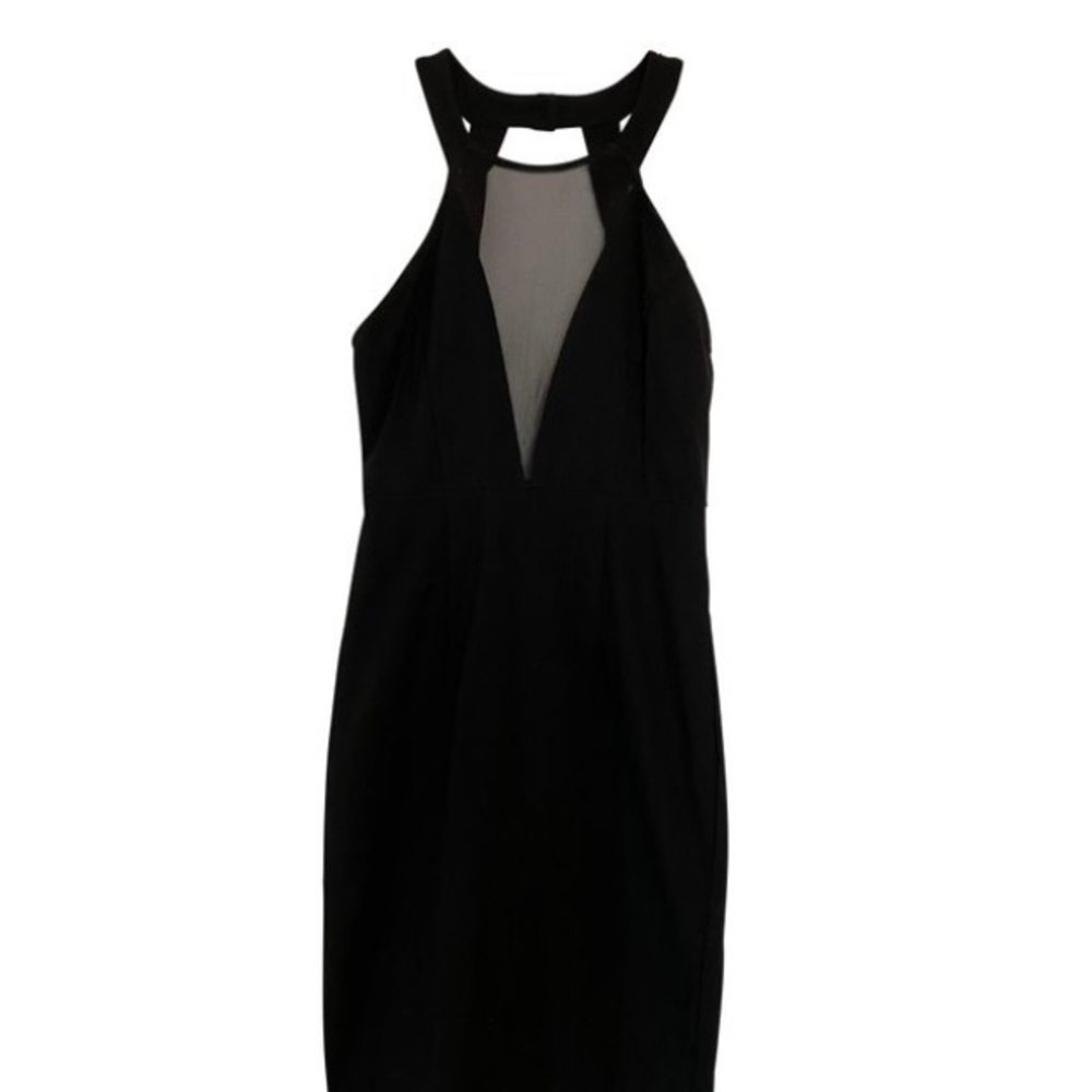 Sexy Black Dress with Sheer Front